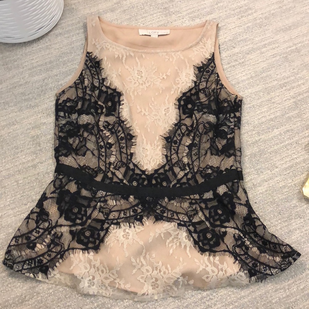 Loft petite sleeveless lace top